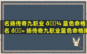 名扬传奇九职业 🌾 蓝色命格（名 🌻 扬传奇九职业蓝色命格排行）